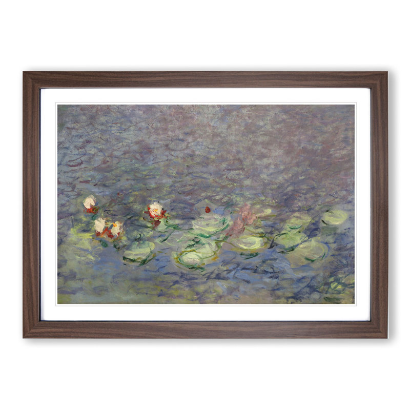 Water Lilies Lily Pond Vol.38 by Claude Monet - Picture Frame Painting, Walnut, 27cm H x 36cm W x 2cm D