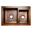 33" Hammered Copper 60/40 Double Basin Kitchen Sink