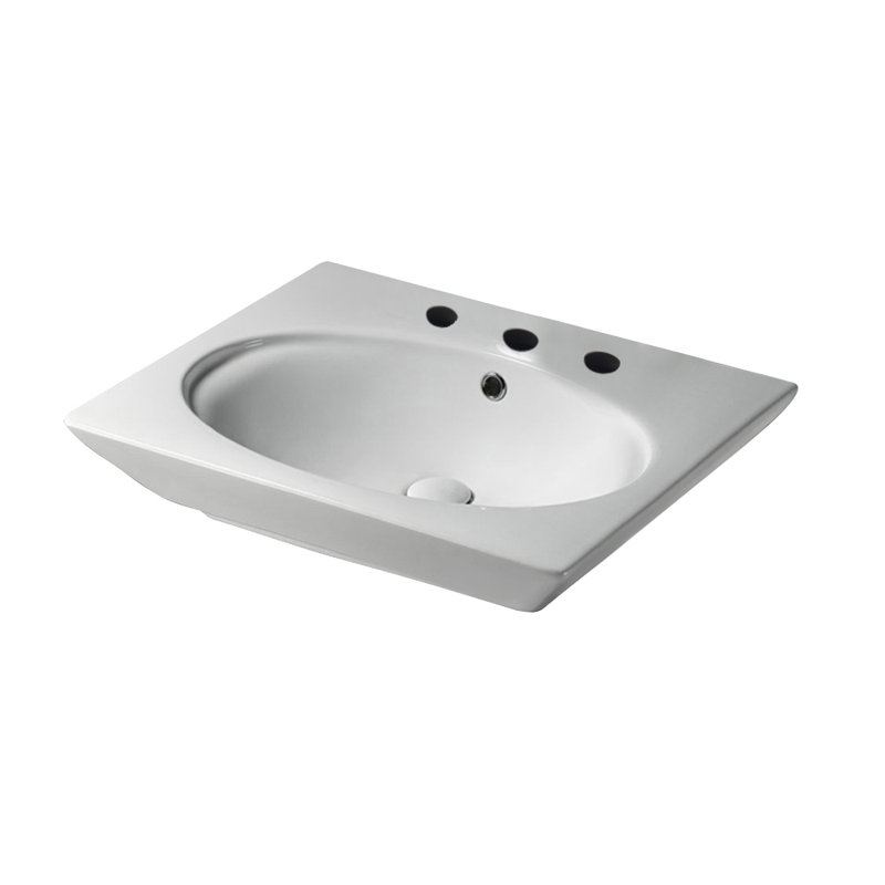 Barclay Opulence 18.5'' White Fireclay Rectangular Vessel, Wall Mount Bathroom Sink with Overflow, Single