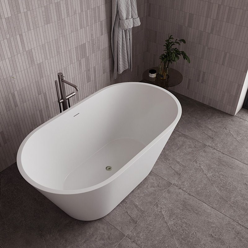 54" Streamline Soaking Freestanding Tub With Internal Drain, Brushed Nickel
