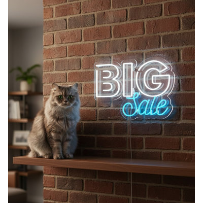  | Big Sale Neon Sign | Crafted with Durable Shatterproof Acrylic Backing and Energy-efficient LED Tubes That Emit Bright, Vivid Light for Over 50,000 Hours of Continuous Use | 18x26 | White and Light Blue