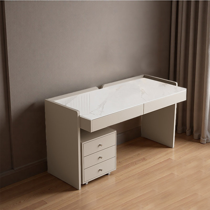 Italian style minimalist study desk, White/Beige, 29.53” H x 39.37” W x 19.69” D