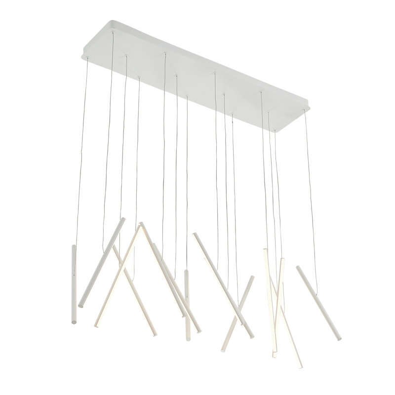 Contemporary White LED Glass Island Pendant, 42 in