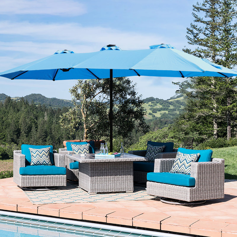 Parasol de protection 15X9pi avec base - bleu