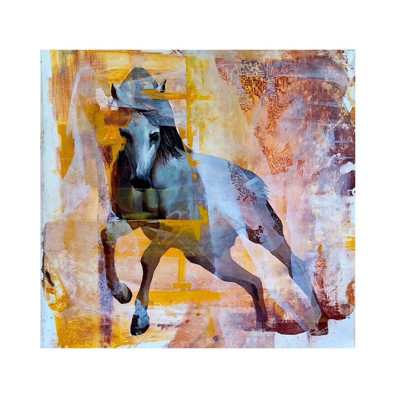 Cheval qui court | Peinture par Mk Goyal | Acrylique sur toile
