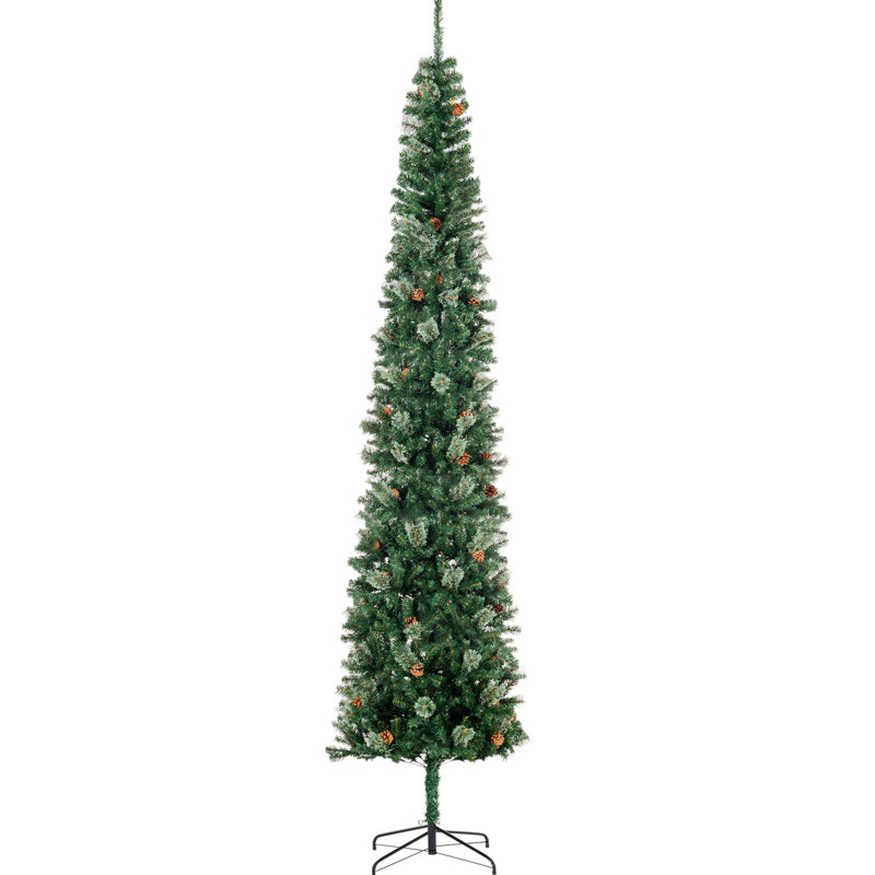 Crayon, arbre de Noël artificiel, aiguilles de pin minces avec branches réalistes, pommes de pin, 9.4'