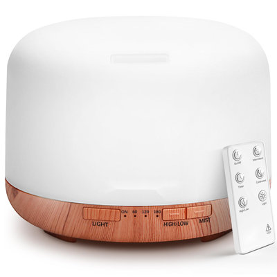 Essential Oil Diffuser 500Ml, Ultrasonic Aromatherapy Humidifier With Remote Control, 7 LED Colors, Timer & Auto-Off, Large Room Diffuser