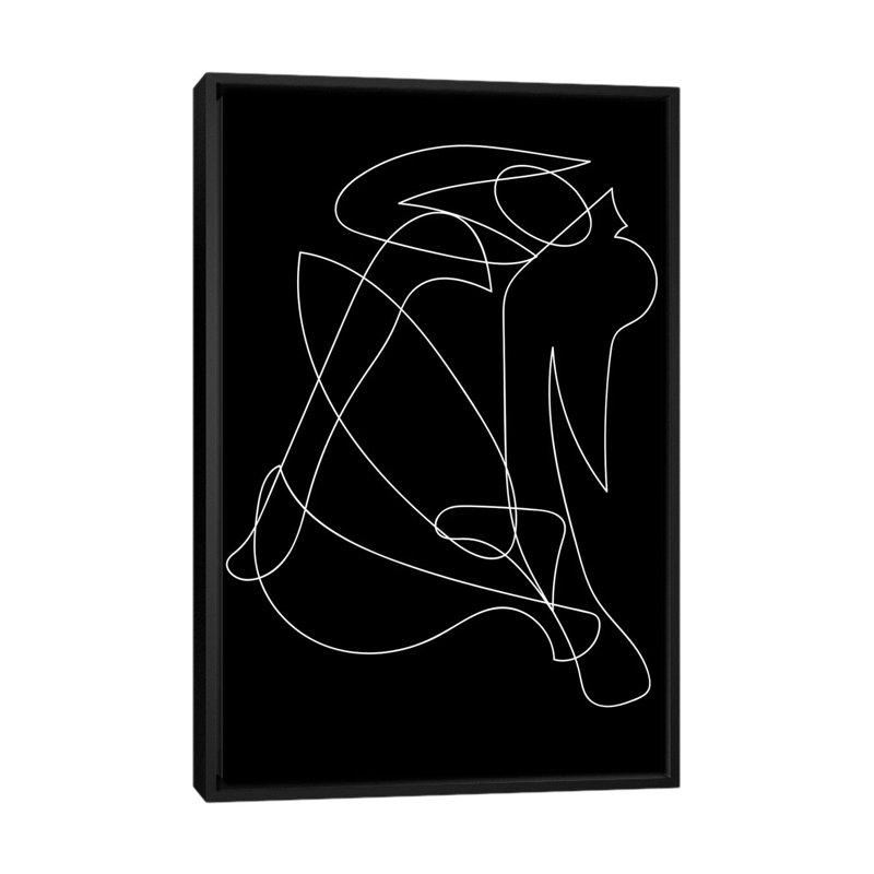 Silhouette déconstruite par Mambo art studio-impression, Pas de tapis, Toile avec cadre noir, H 26 po x l 18 po x 1,5 po