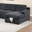 Ensemble de canapé d'angle moderne 4 pièces en chenille capitonnée avec lit gigogne, rangement, méridienne, console et porte-gobelets.-904963014-904963017