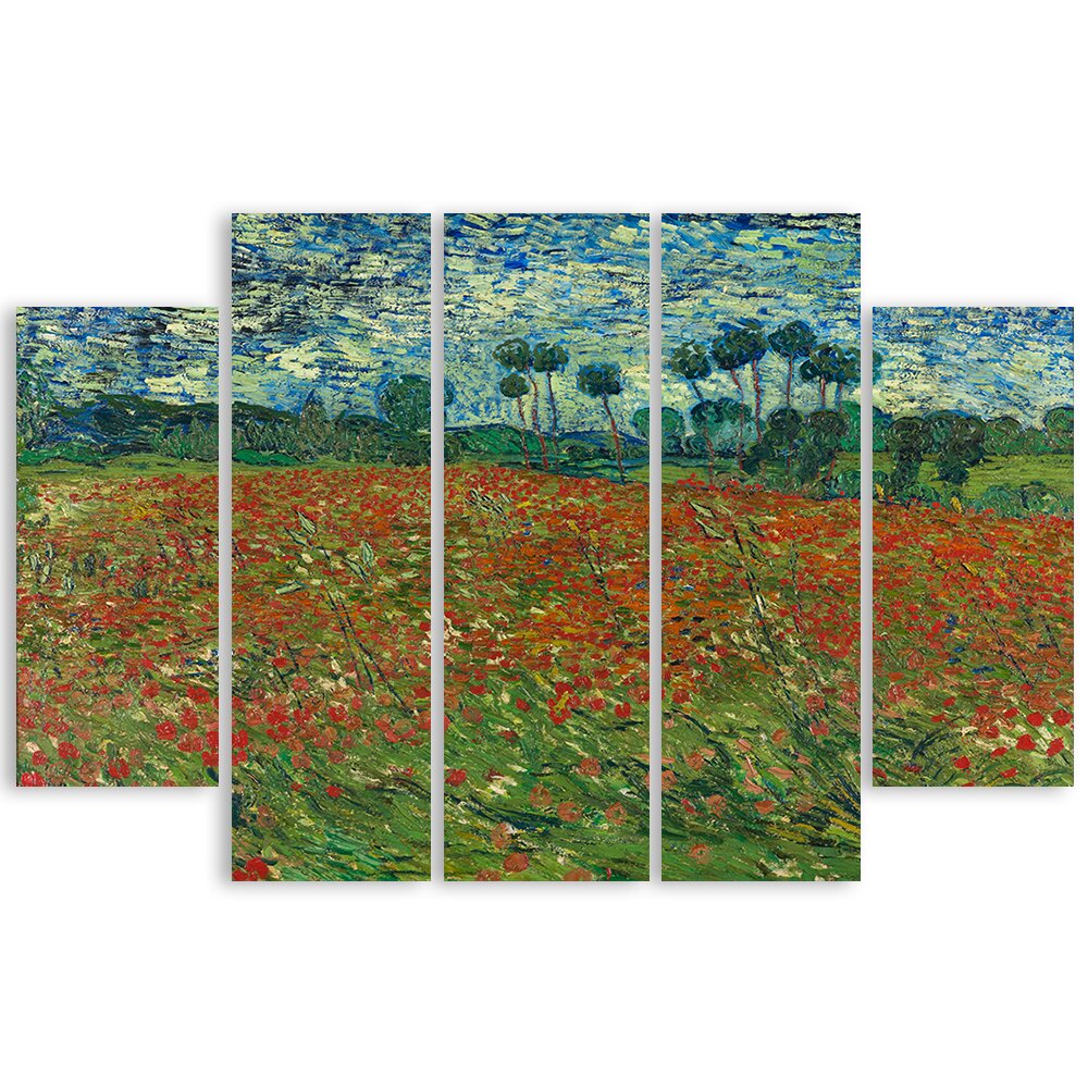 5-tlg. Leinwandbilder-Set Poppy Field von Vincent Van Gogh