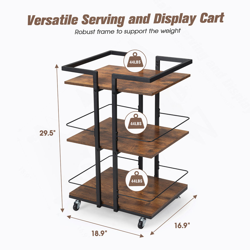 Multi-tier Salon Cart with Universal Wheels and Iron Rail