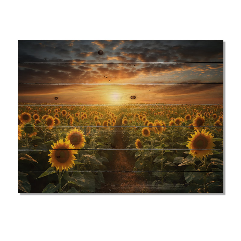 Mcnair - Art mural floral sur bois de pin naturel, H 24 po x l 32 po