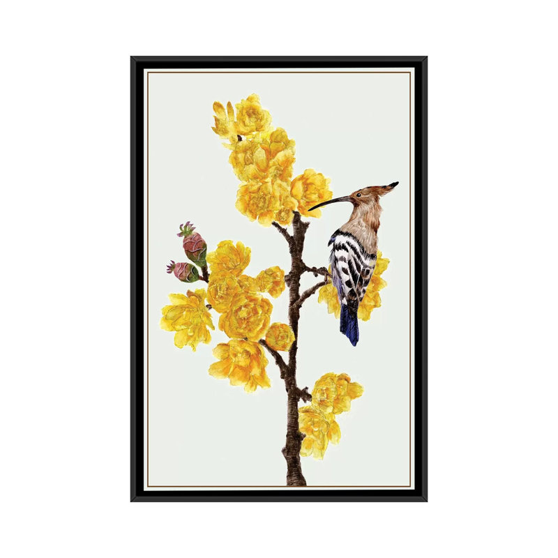 « chimonanthus praecox ii », impression sur toile, H 26 po x l 18 po x P 1,5 po, Toile avec cadre noir, Pas de tapis