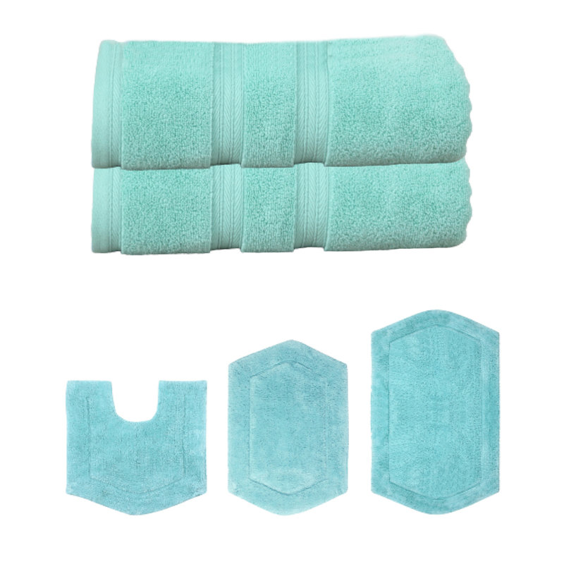 Ensemble de serviettes de bain 100% coton 2 pièces Bryd Collection et ensemble de tapis de bain 3 pièces, (ensemble de 5)