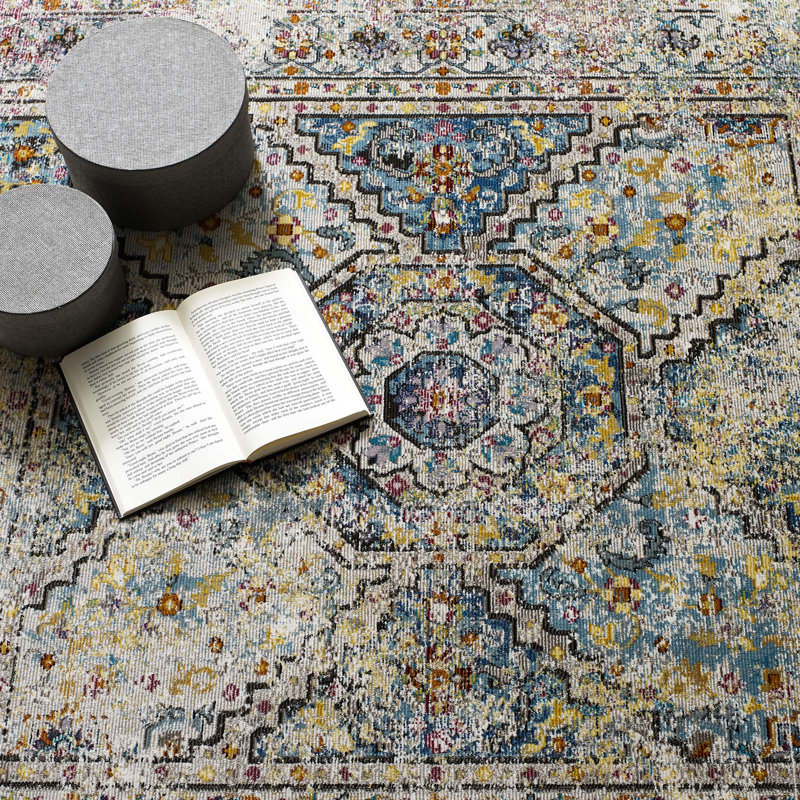 Modway Success Jacinda Distressed Vintage Floral Vintage Medallion Area Rug, 4x6, Multicolored, Rectangle 4' x 6'