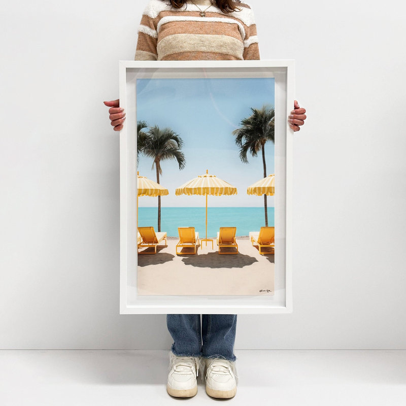 Yellow Spring Lounging Set of 2 Shadowbox Floating by Oliver Gal, 16.5" H x 11.5" W, White
