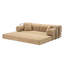 Canapé-lit multifonctionnel 4 en 1 convertible, de couleur ocre, avec 3 places en boudoir, idéal pour le salon et la chambre. Revêtement en boudoir bouclé, mousse haute résilience, aucun montage requis. Disponible en 30D.