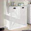Armoire à lessive, deux compartiments inclinable avec sacs amovibles, blanc cassé | Panneau de fibres à densité moyenne | Salle de lavage