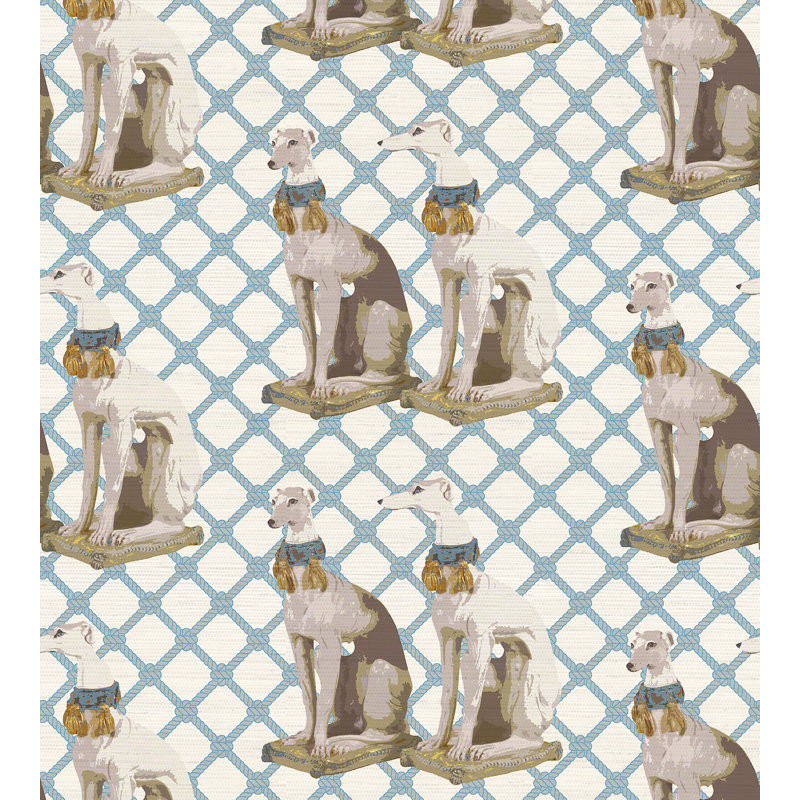 Regency Moderne Geometric Metallic Wallpaper Roll, Blue