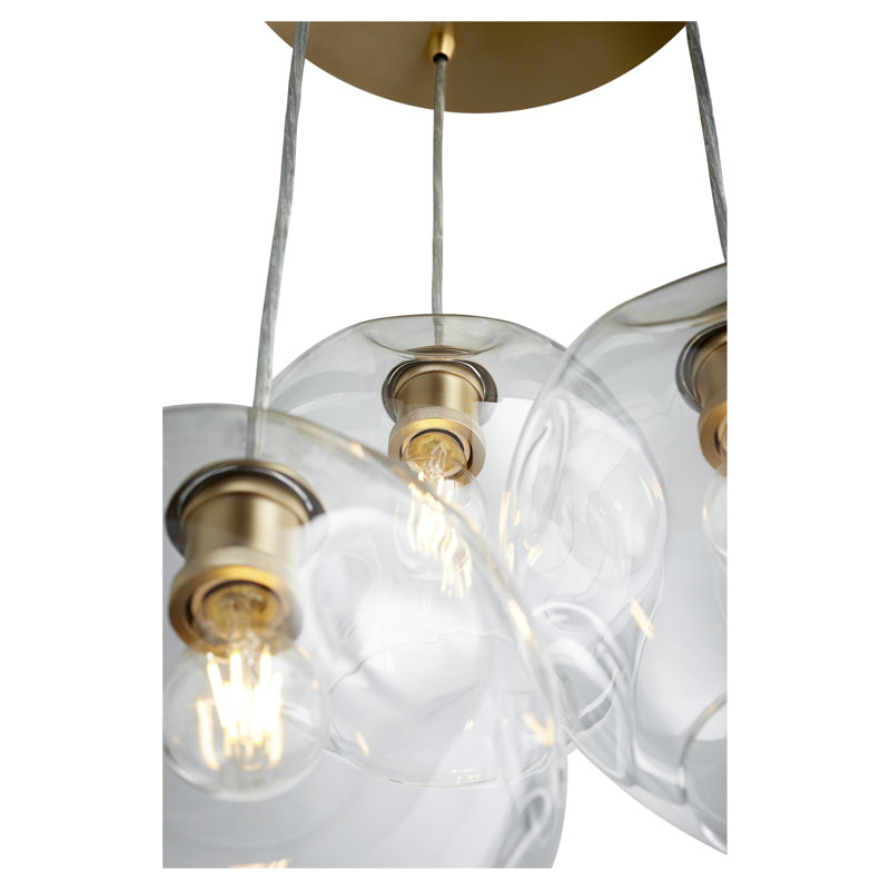 Luminaire suspendu en forme de globe à 3 lumières Giolou, Laiton vieilli