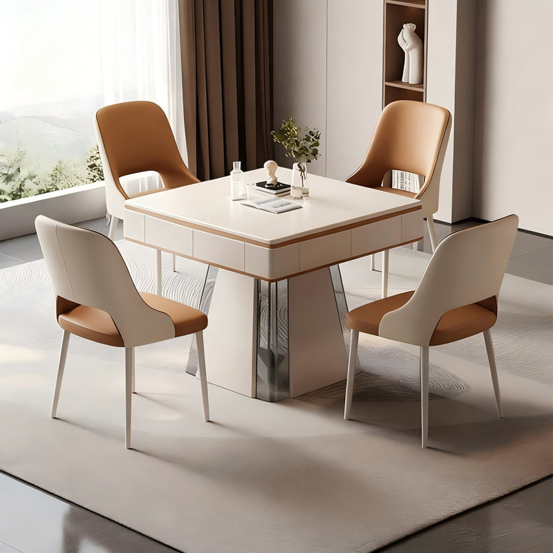 Modern Minimalist Solid Wood Multifunctional Dining & Mahjong Table for Chinese Rules