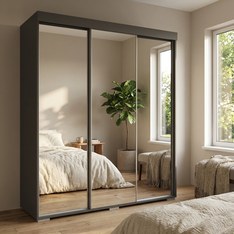 Armoire noire 71 "avec miroir Aria, Noir