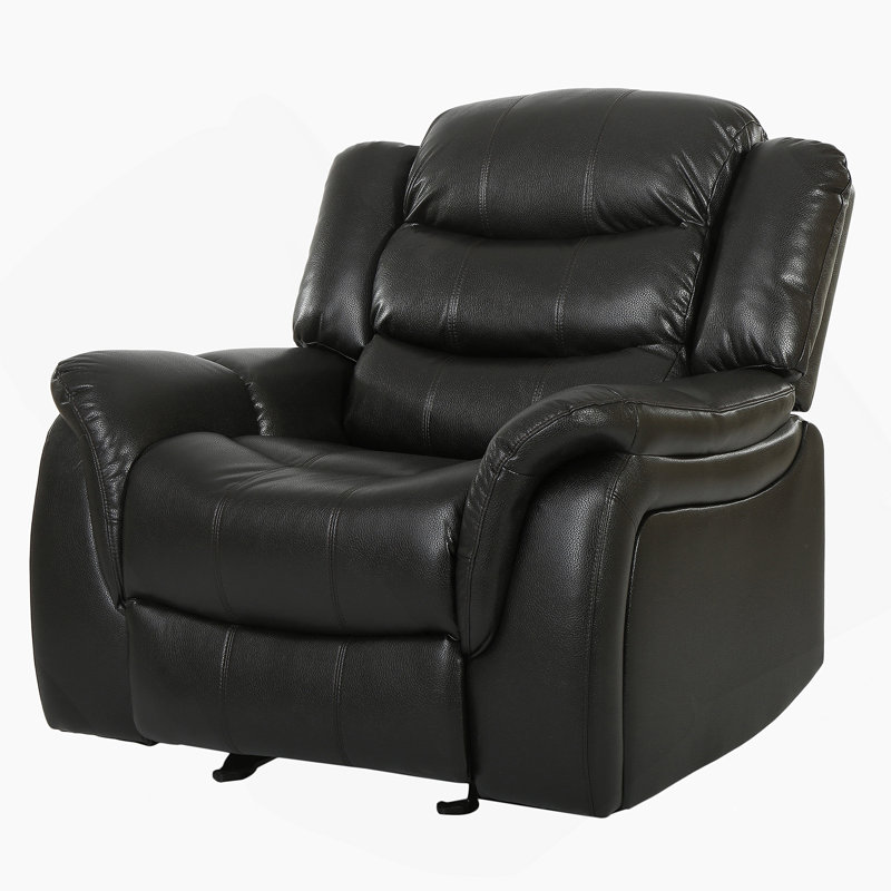 Texian 71" Wide Manual Glider Club Recliner, Black Faux leather