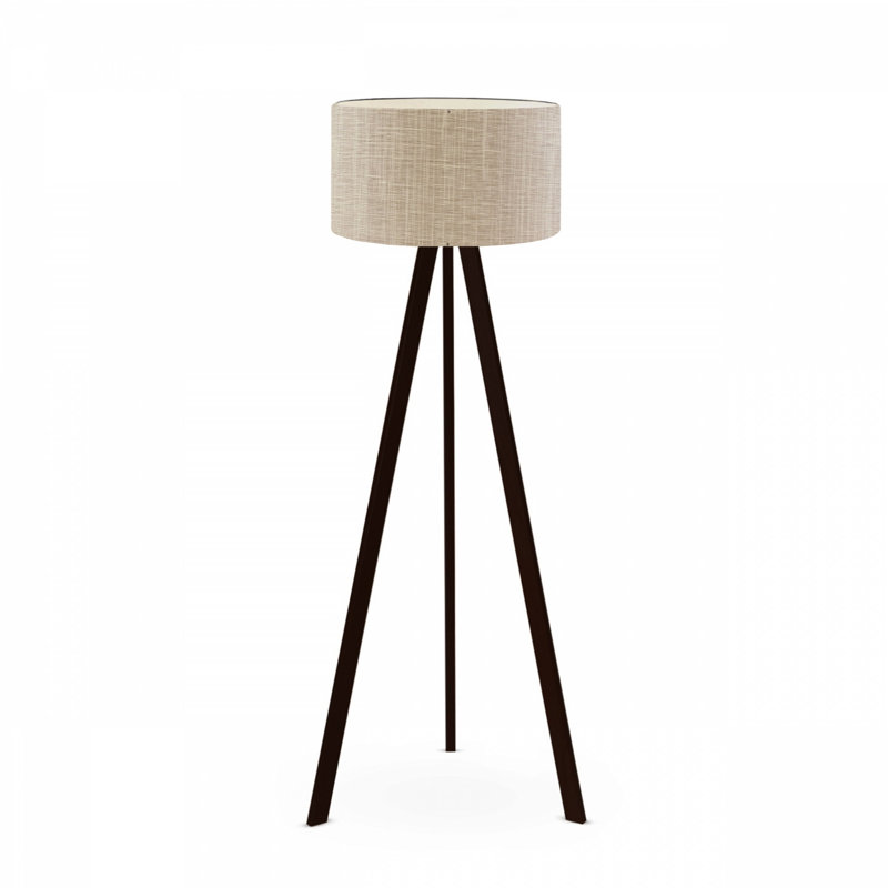Modern Floor Lamp with PVC Hood, Beige Color, 55.1 in Total Height | Sturdy MDF Legs, Socket Type E27 Max 40W | Stylish Scandinavian & Country Design, Perfect for Living Room & Bedroom Decor