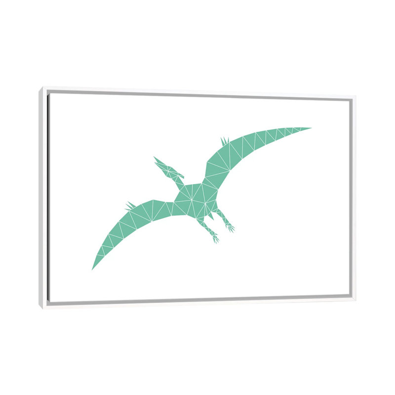 Geometric Dino Pterodactylus - impression d'art graphique, H 40 po x l 60 po x 1,5 po, Toile blanche encadrée