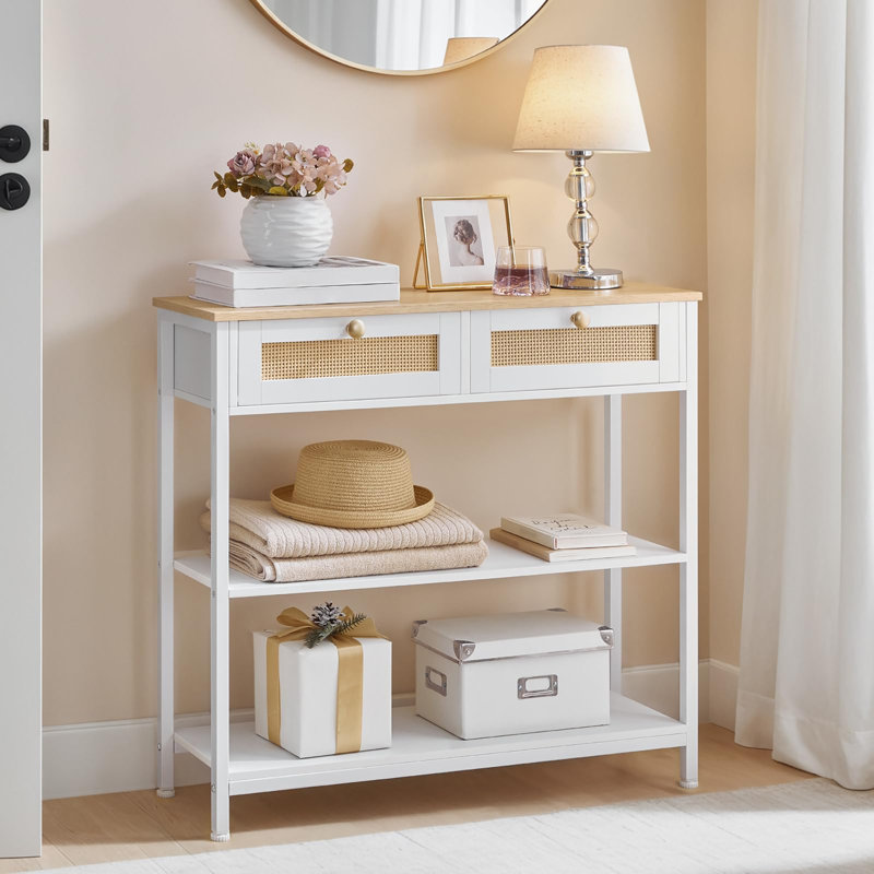 80cm Console Table, Natural, White