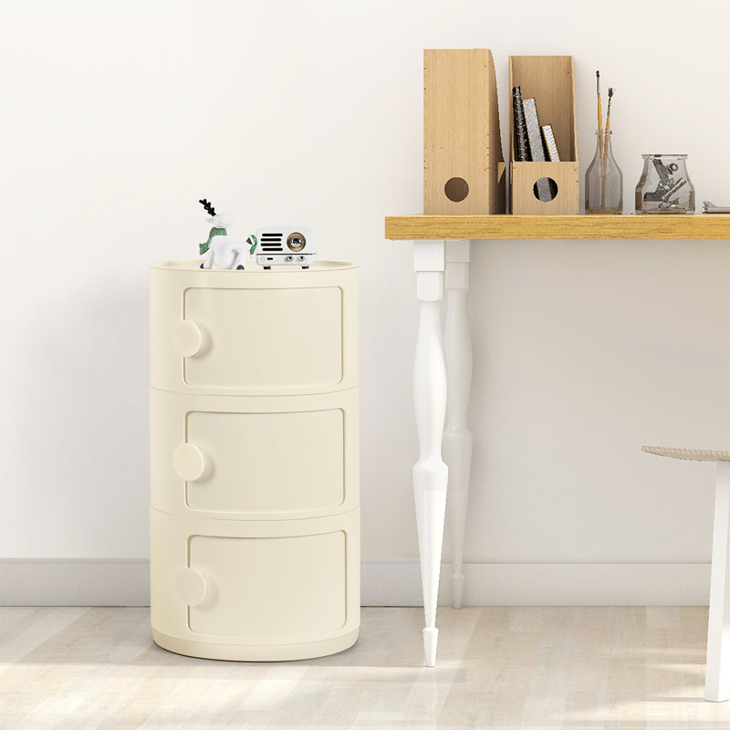 Commode de rangement roulante 3 tiroirs Kywaun, Blanc