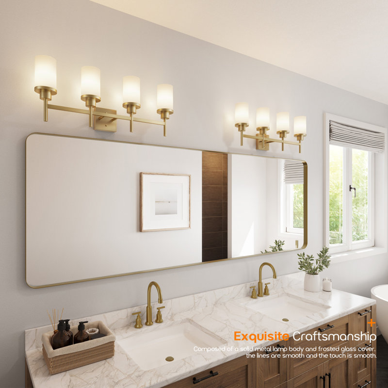 4-Light Bathroom Vanity Lighting, Brushed Gold