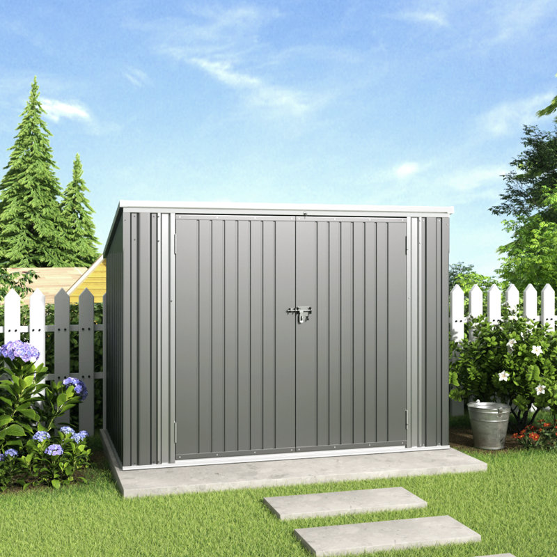 Atrice 6 ft. W x 3 ft. D Metal Garbage Shed, Grey