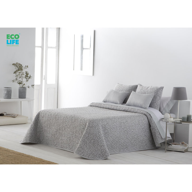 Rossmoor Polyester Floral Bedspread, 240 x 270 cm Bedspread, Grey