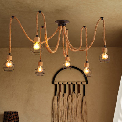 Vintage Hemp Rope Pendant Light Fixture
