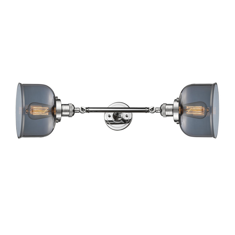 Bell - 2 Light 19" Bath Vanity Light, 60 Watt Vintage Incandescent Bulb, Polished Chrome, Plated Smoke