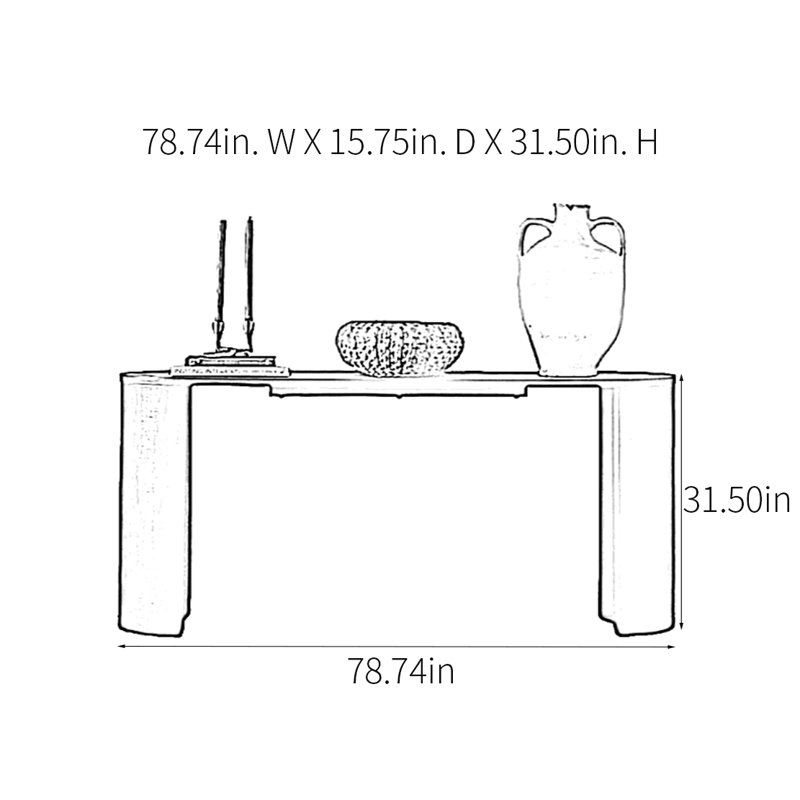 Console Minimalist, Naturel, H 31,5 po x l 78,74 po x P 15,75 po