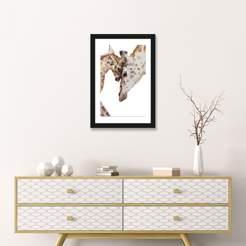 Girafe, H 24 po x l 16 po x P 1 po, Papier encadré noir