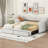 Twin XL To King Size Upholstered Daybed With Two Drawers, Beige