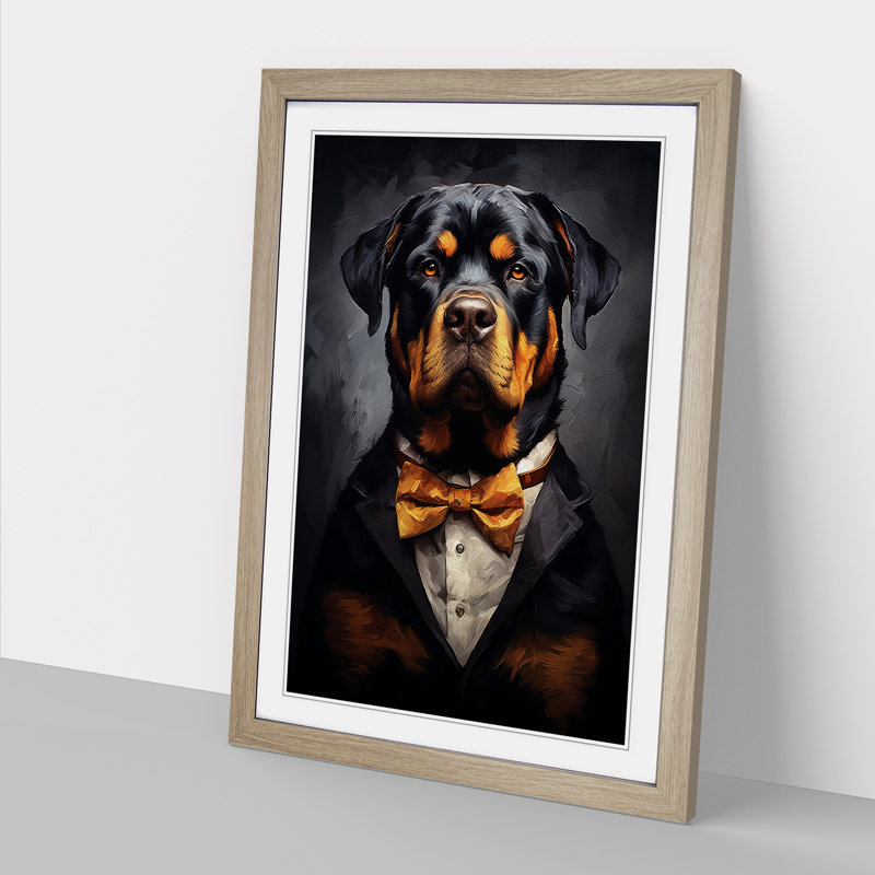 Rottweiler Informel - Framed Print, Oak , 64cm H x 46cm W x 2cm D
