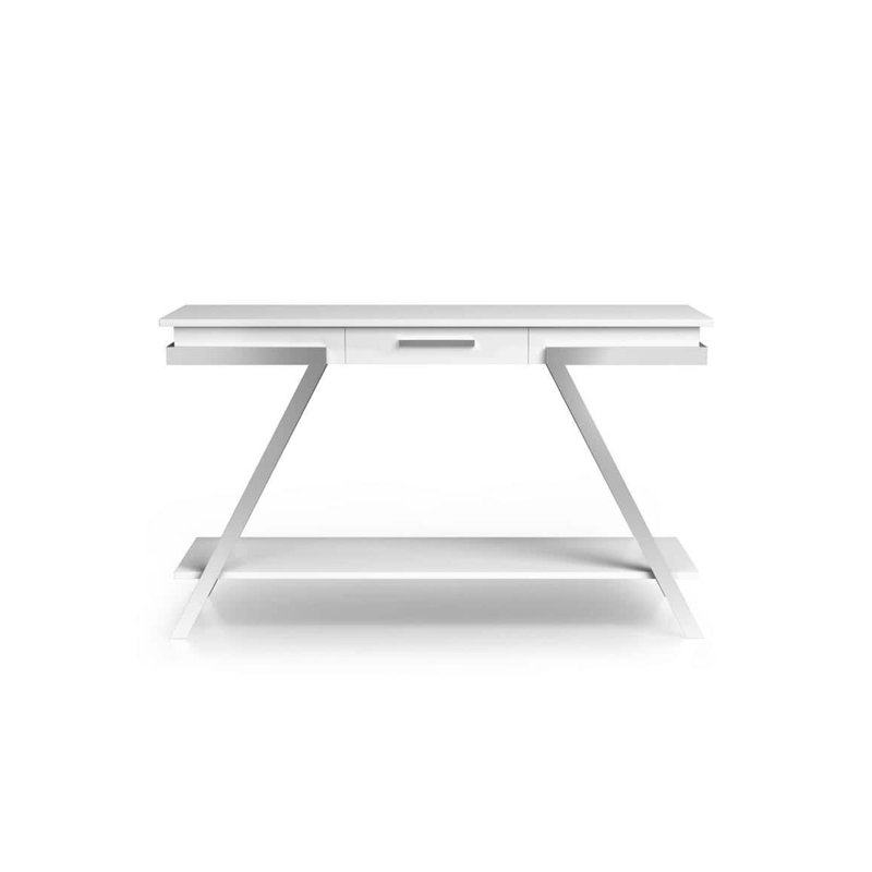 47" W Contemporary Sofa Table, White/Chrome