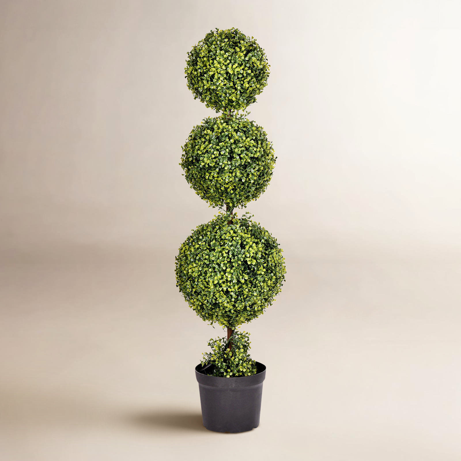 Artificial Triple Ball Green Boxwood Topiary., 48" H x 13" W x 13" D