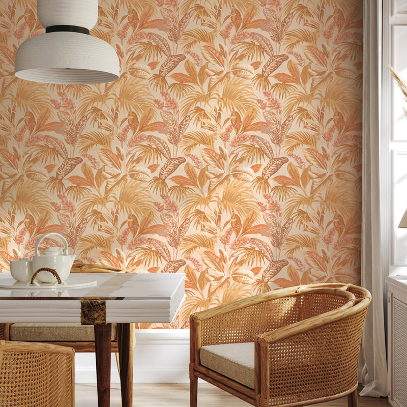 Jeneva 16.5' L x 20.5" W Peel and Stick Wallpaper Roll, Orange