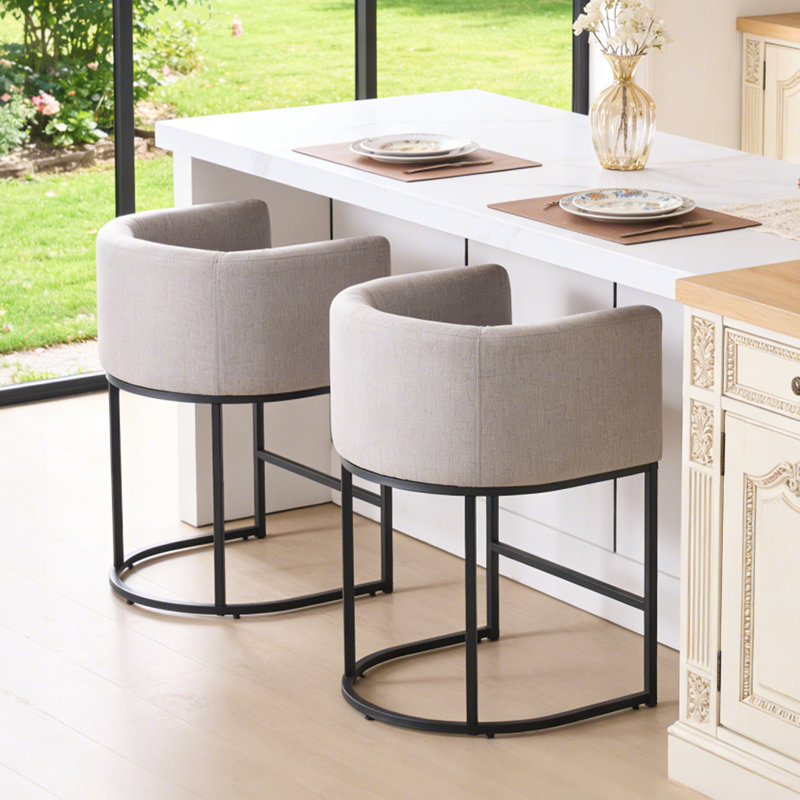 Tabouret de bar 26 po, Light Grey Seat/Black Frame, 2