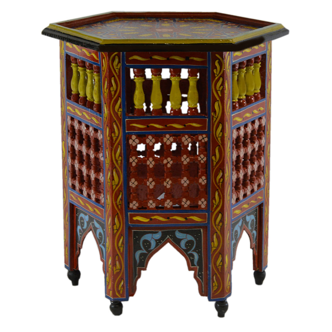 Handmade Moroccan Wood Table Moucharabi Red Bungalow Rose