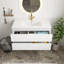 Meuble-lavabo blanc brillant 36 po avec lavabo en céramique, armoire avec 2 grands tiroirs, système de fermeture en douceur-1758185162