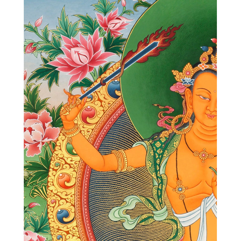 Déesse Manjushree Thangka (Brocadeless Thangka)