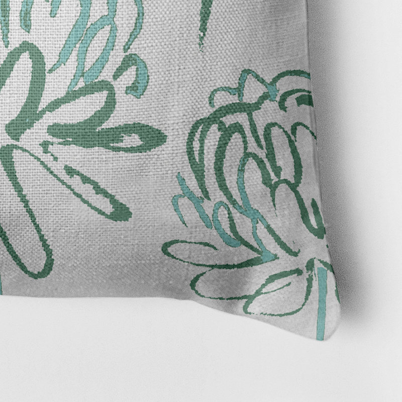 Floral Reversible Throw Pillow, Green