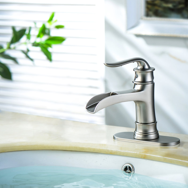 Robinet de lavabo vasque pour salle de bain avec ensemble de drain, Nickel brossé