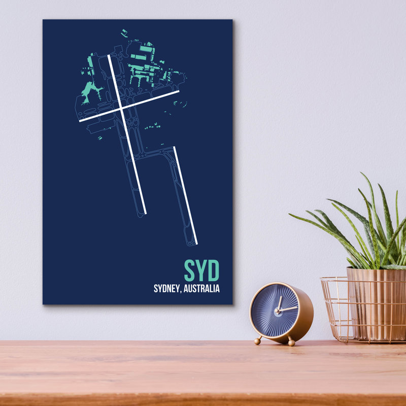 Art graphique en verre acrylique, «Sydney Layout» par O8, à gauche, H 16 po x l 12 po x P 0,13 po